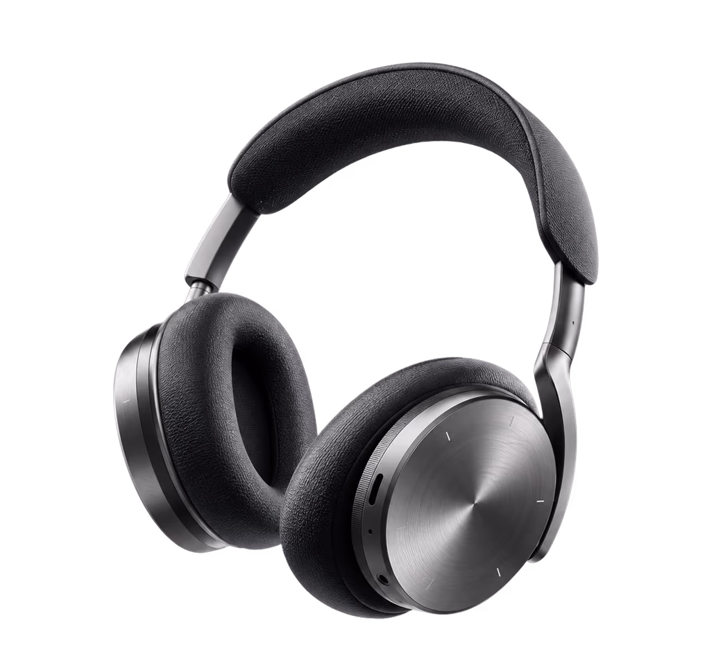 Sonicra headphones, three-quarter view